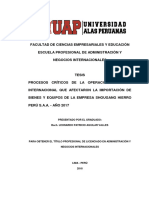 Tesis - Operación Logística Internacional - Afectaron Importación - Bienes - Equipos - Emp - Shougang Hierro Perú