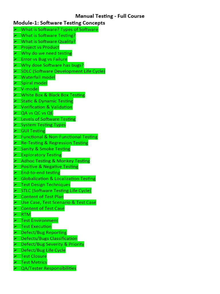 Manual Testing Full Course | PDF | Software Testing | Scrum (Software ...