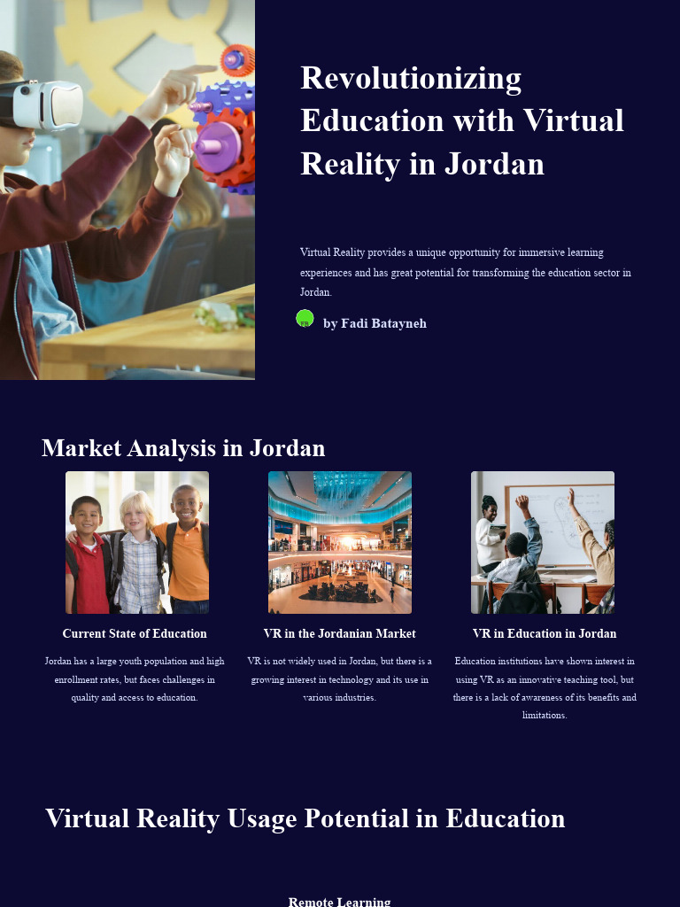 Revolutionizing Education With Virtual Reality in Jordan | PDF ...