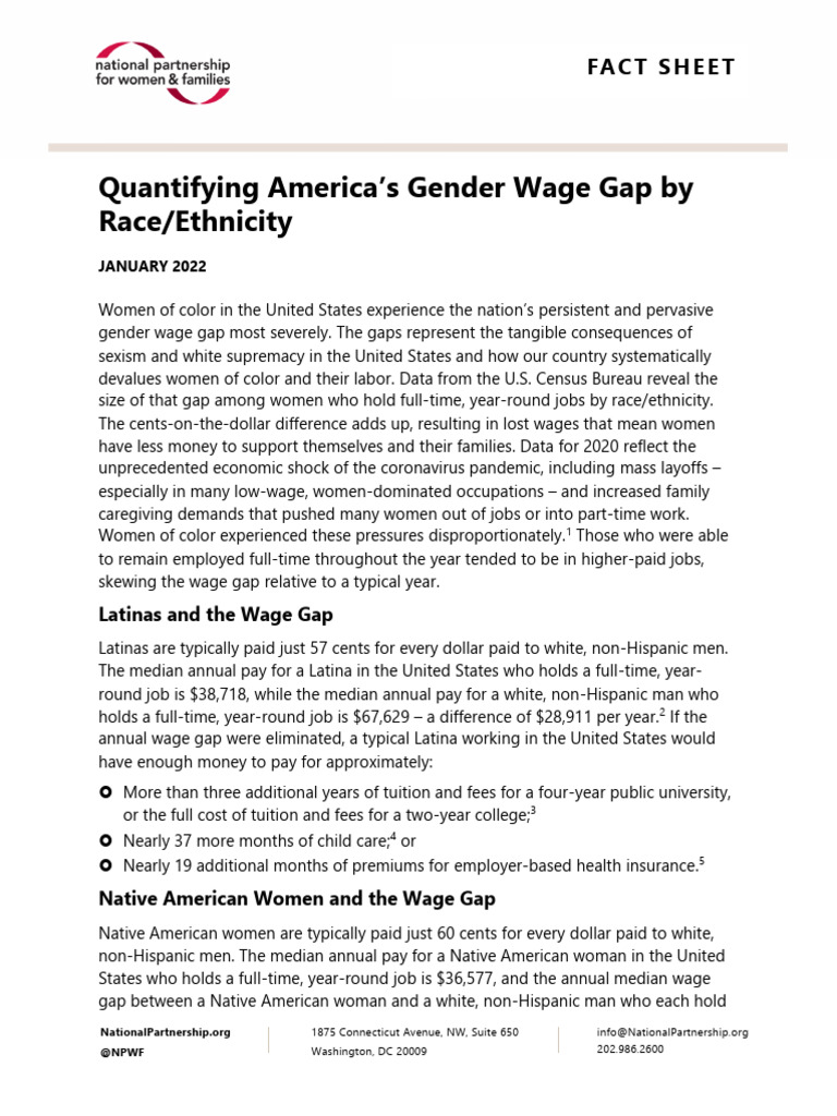 Quantifying Americas Gender Wage Gap PDF Gender Pay Gap Race And