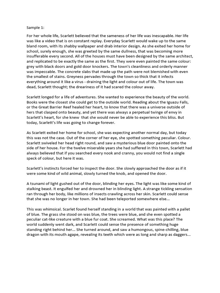 Year 7 Creative Writing Samples | PDF | Poetry