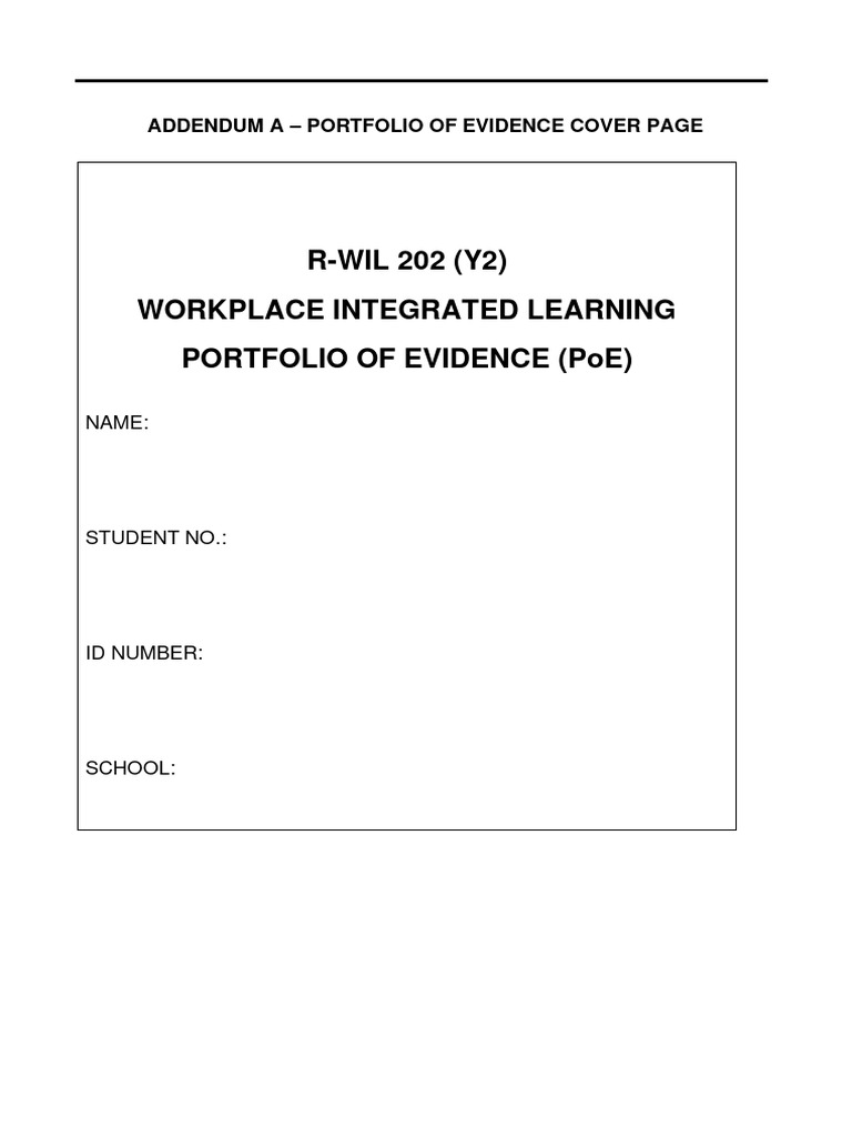 WIL Year 2 Portfolio of Evidence Guide | PDF | Learning | Educational ...
