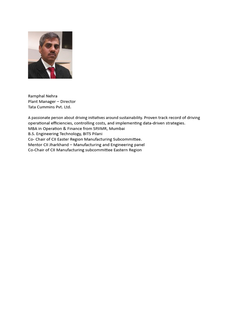 Ramphal Nehra: Sustainability Leader | PDF