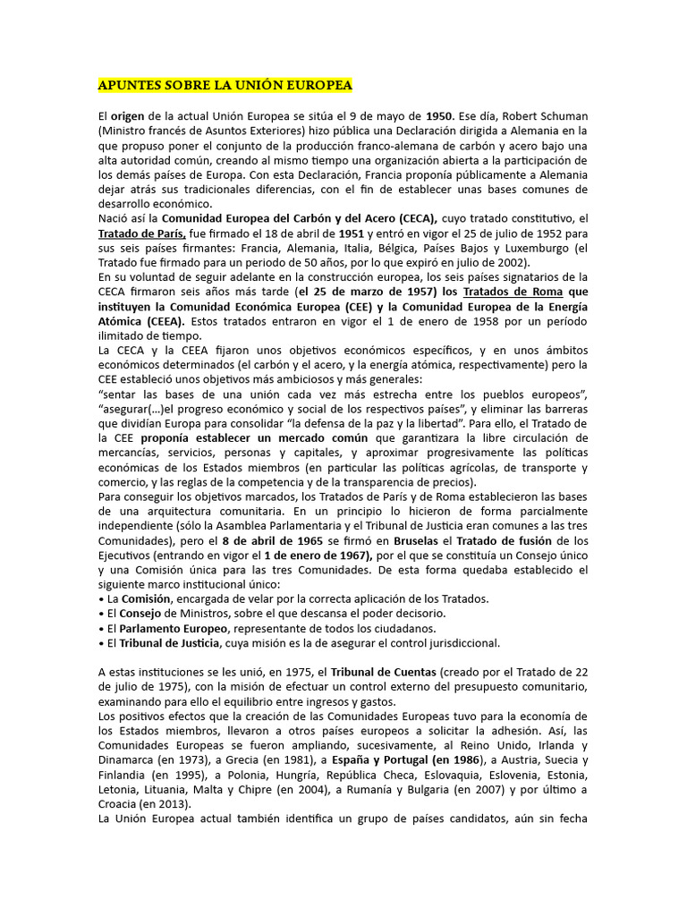 El Origen y Evolucion Unión Europea | Descargar gratis PDF | Comunidad ...