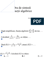Ora de Sinteză Fracții Algebrice: Profesor Gordilă Nicoleta 07.11.2023