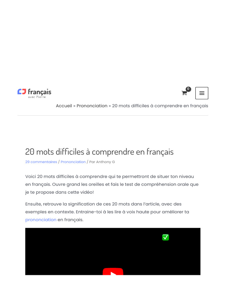 20 Mots Difficiles en Français - Français Avec Pierre | PDF | Tonneau ...