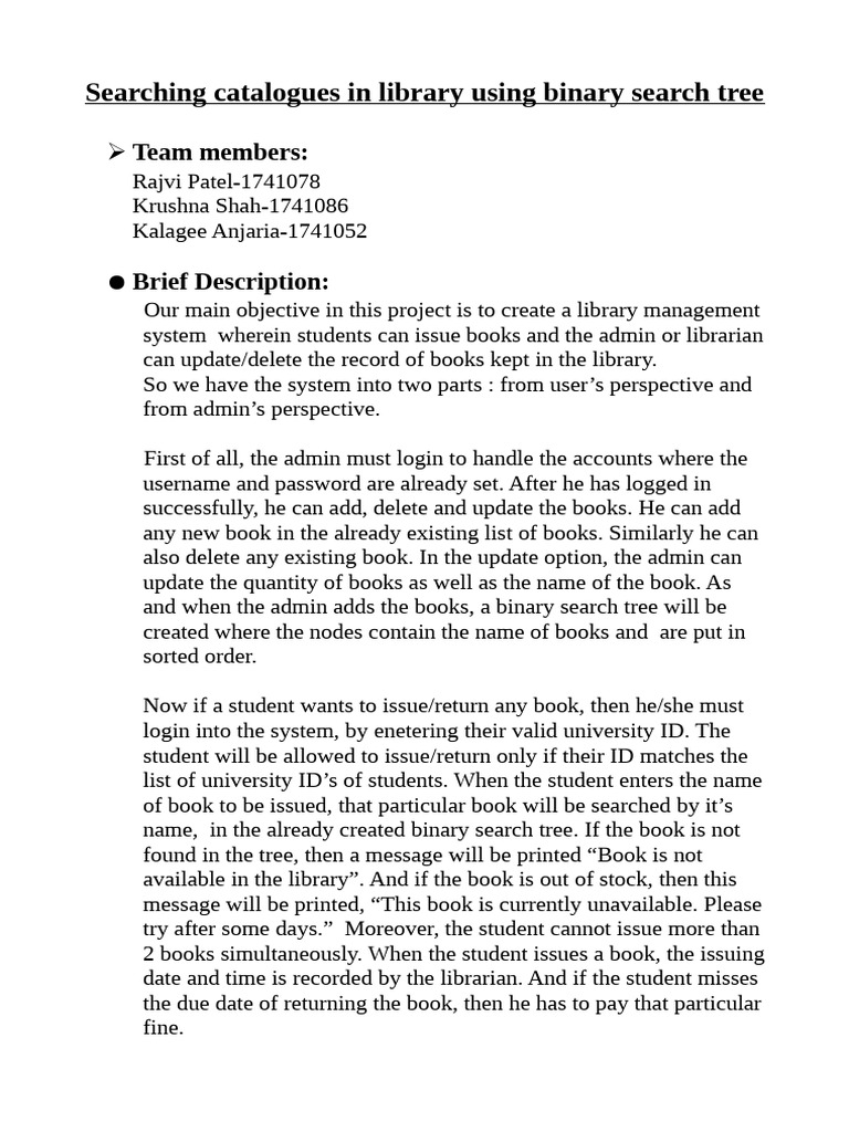 Library Management with Binary Search Tree | PDF | Theoretical Computer ...