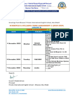 Schedule and Syllabus Term Assessment 2 - Grade 9