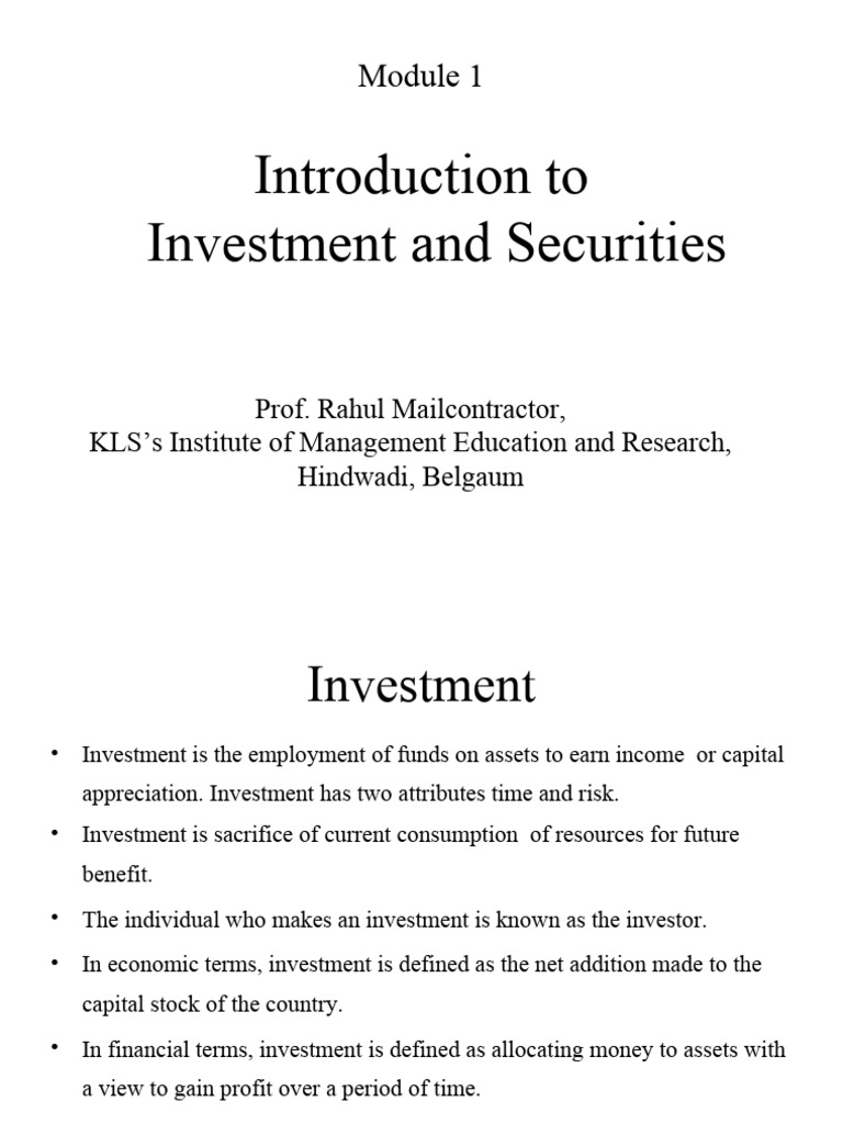 Module 1 A Investment Process PDF Bonds (Finance) Investment Fund