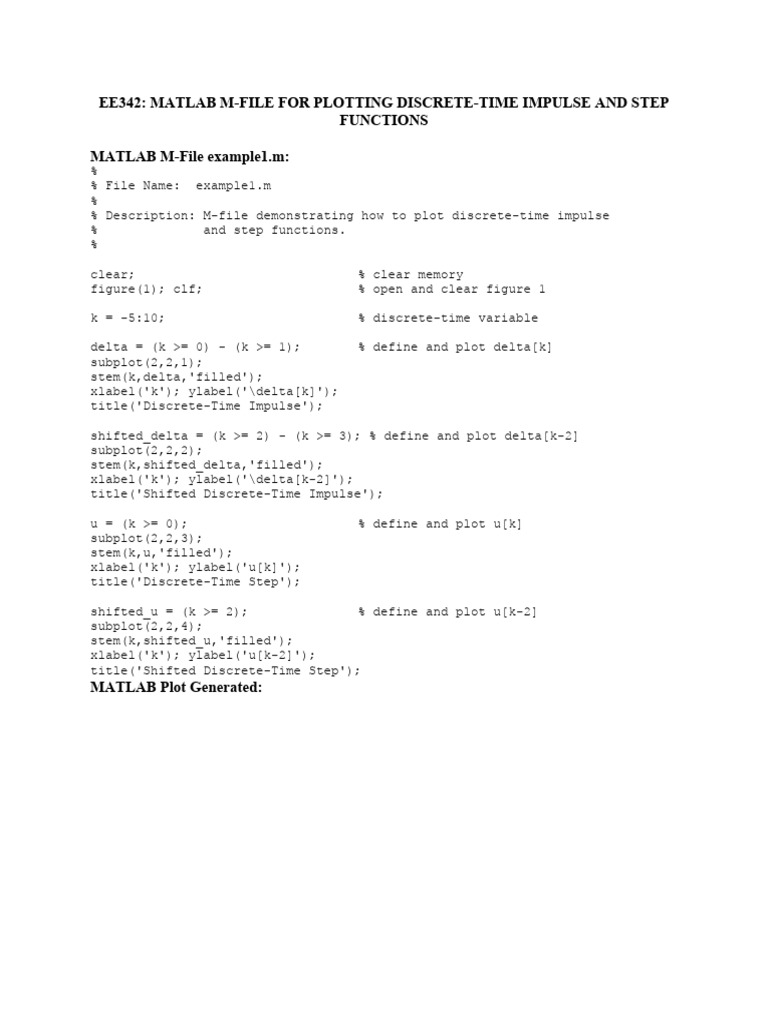 Impulse and Step Functions in Matlab | PDF