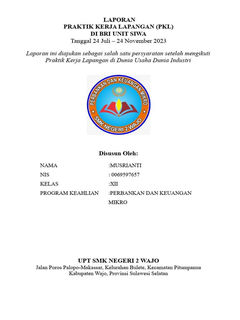 File PKL-1 | PDF | Pengelolaan Keuangan & Uang