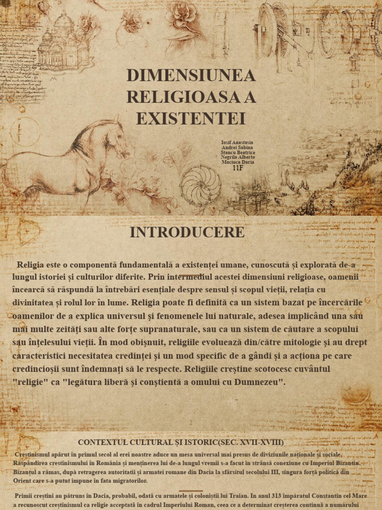 Dimensiunea Religioasa A Existentei Proiect | PDF