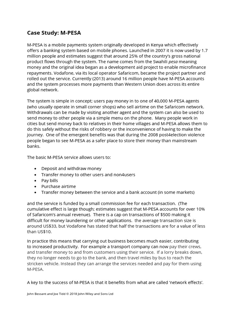 Case study mpesa pdf business service industries