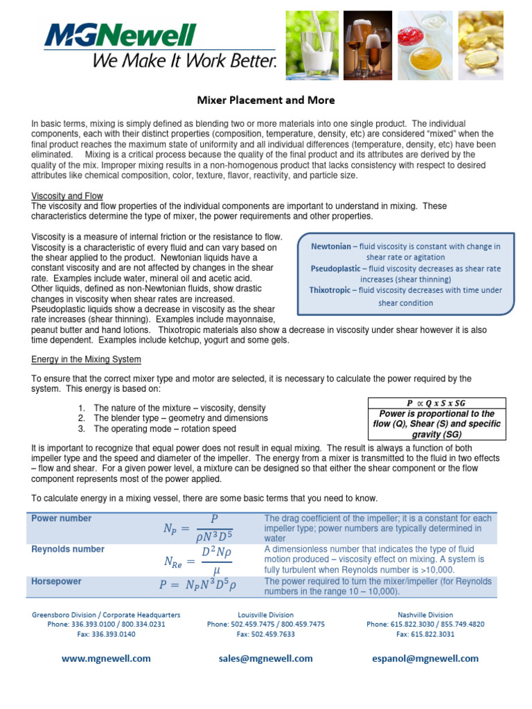 Mixer Placement and More PDF Shear Stress Viscosity