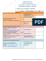 MDAS 22-24 Horaire COURS SALLES Semestre 2 INFOS A23 Arts