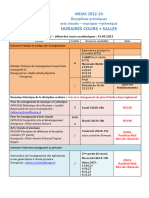 MDAS 22-24 - Horaire COURS + SALLES - Semestre 2 - Arts - A23