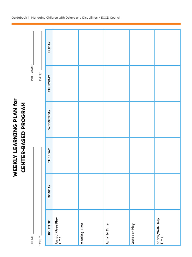F.weekly Learning Plan For CenterBased Program PDF