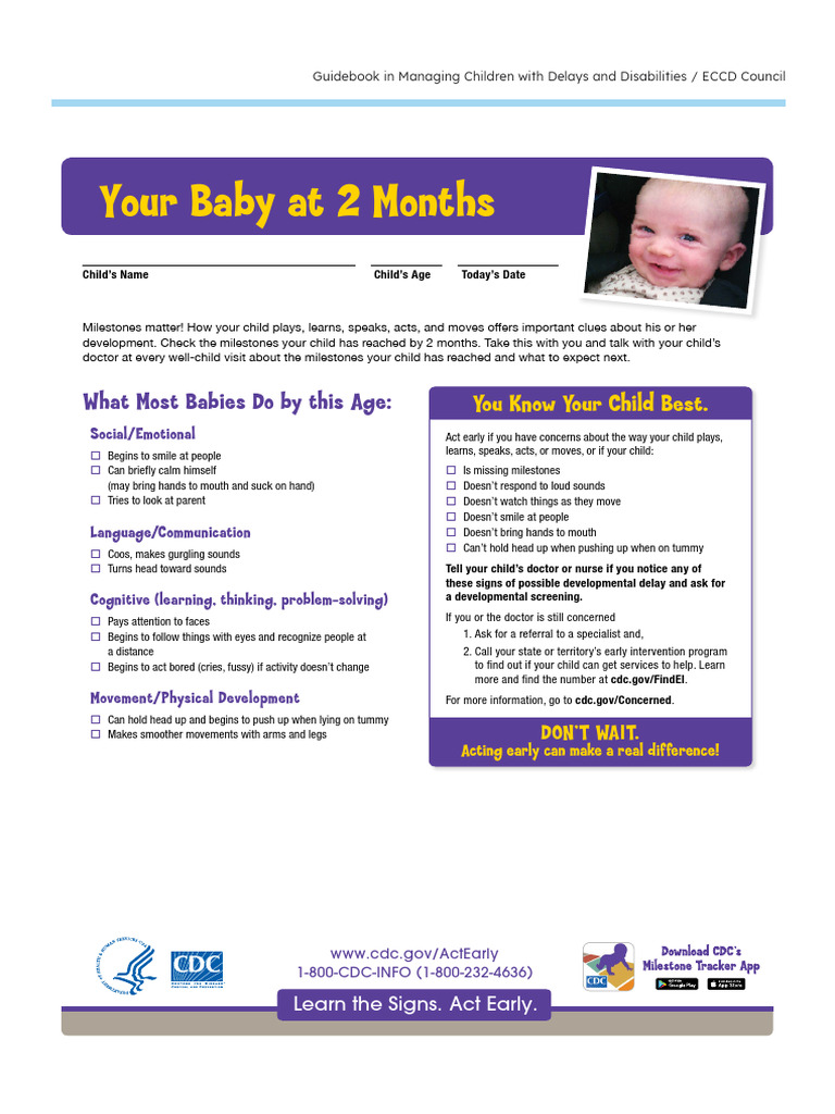 K.US CDC Developmental Milestones Checklist PDF Infants Communication
