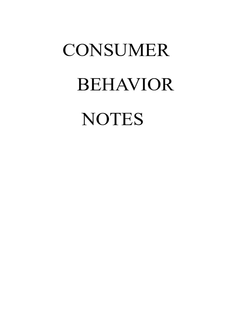 Consumer behavior notes pdf consumer behaviour behavior