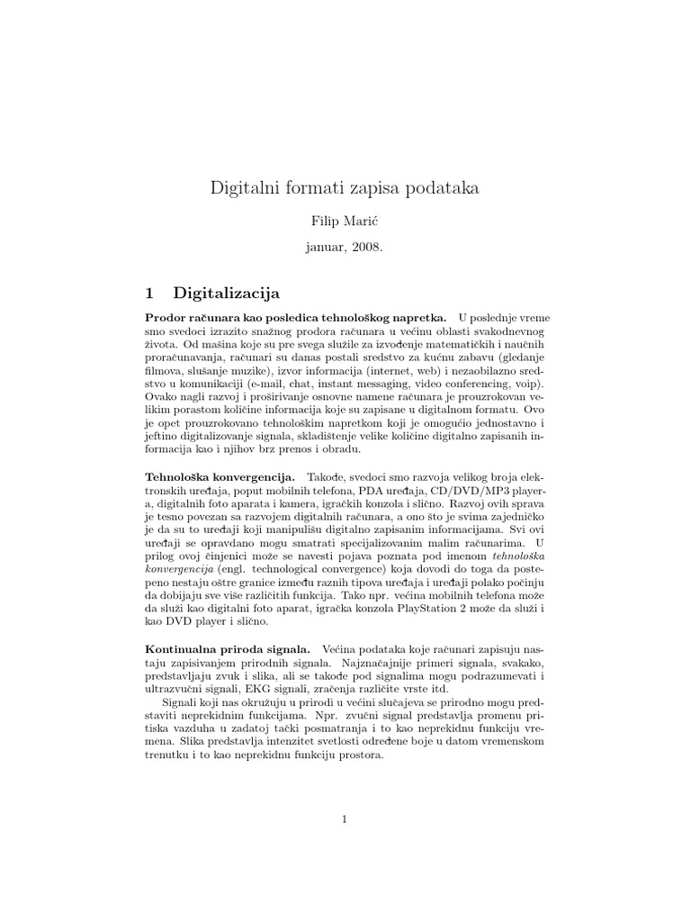 Digitalni Formati Zapisa Podataka | PDF