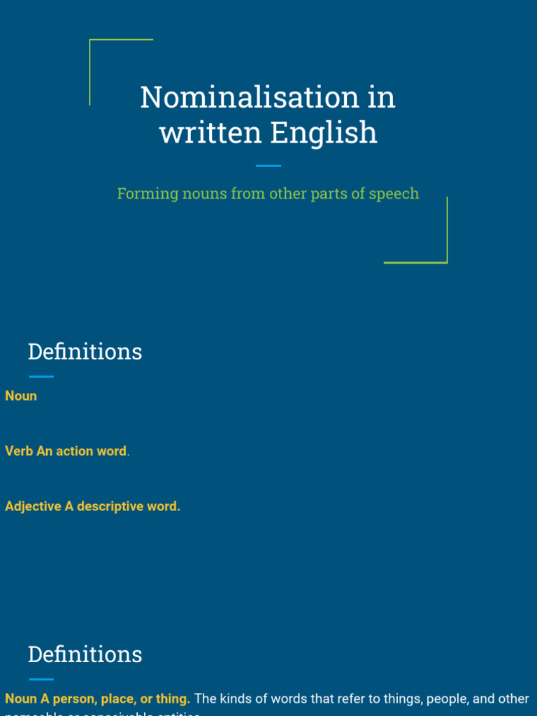 Understanding Nominalisation in English | PDF