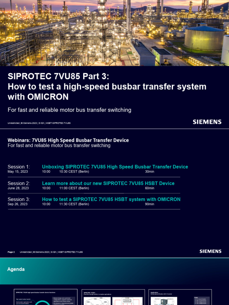 Testing SIPROTEC 7VU85 HSBT Systems | PDF | Electrical Engineering ...
