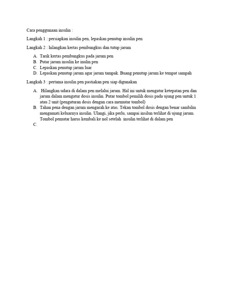 Cara penggunaan insulin pen pdf