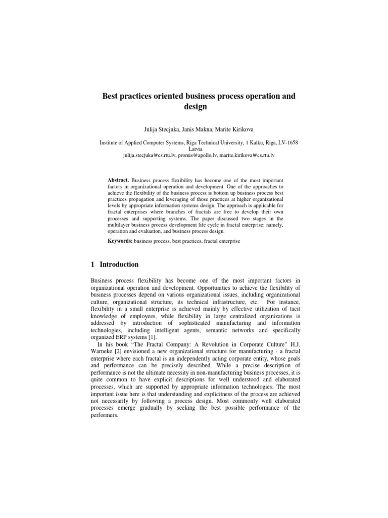 Best Practices Oriented Business Process | PDF | Business Process | Risk