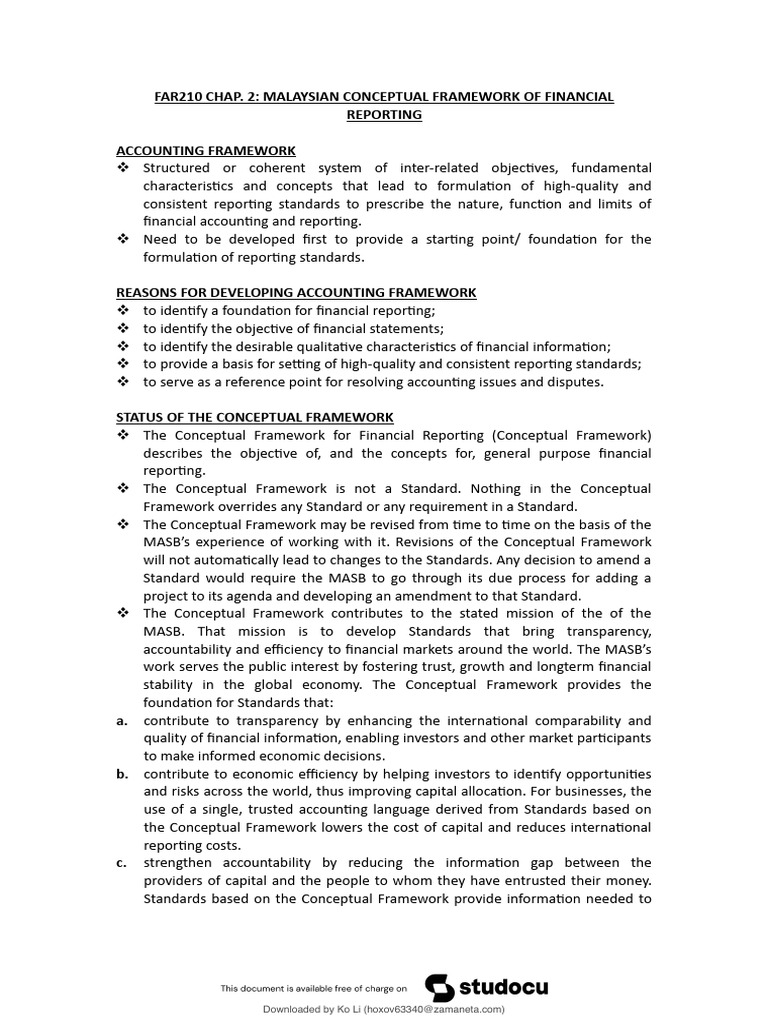 FAR210 Chapter 2: Financial Reporting Framework | PDF | Financial ...