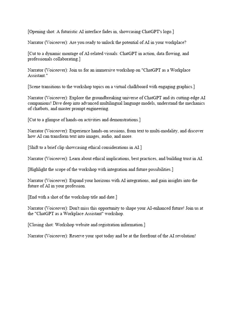 ChatGPT Workshop Script | PDF | Art | Technology & Engineering