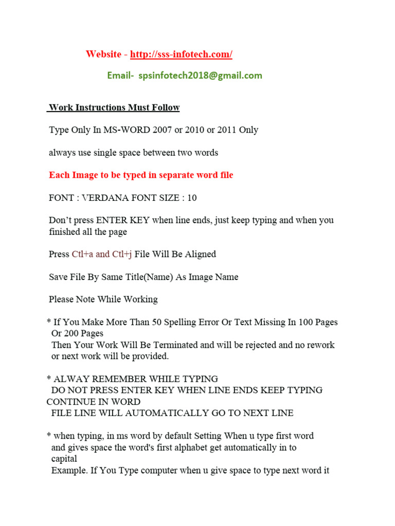Work Guidelines For MS Word | PDF