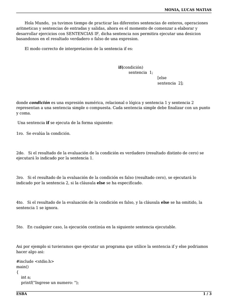 Ejercicios Prácticos con Sentencias IF | PDF | Programación de