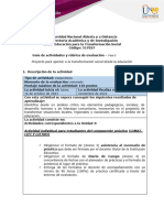 Guia de Actividades y Rúbrica de Evaluación - Unidad 2 - Fase 3 - Proyecto para Aportar A La Transformación Social Desde La Educación