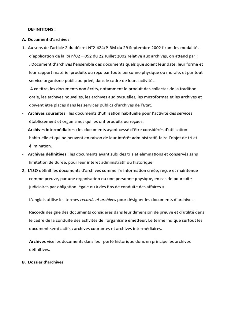 Gestion et archivage des documents d'archives | PDF | Archives | La ...