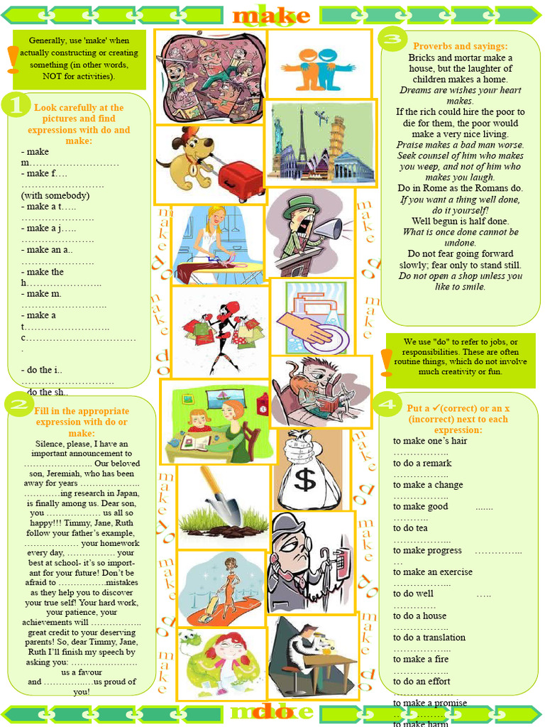 Worksheet make vs do pdf