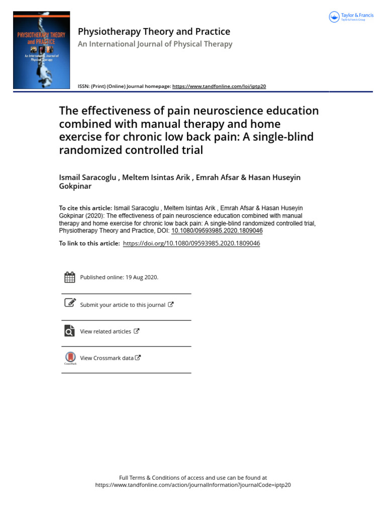 The Effectiveness of Pain Neuroscience Education Combined With Manual ...