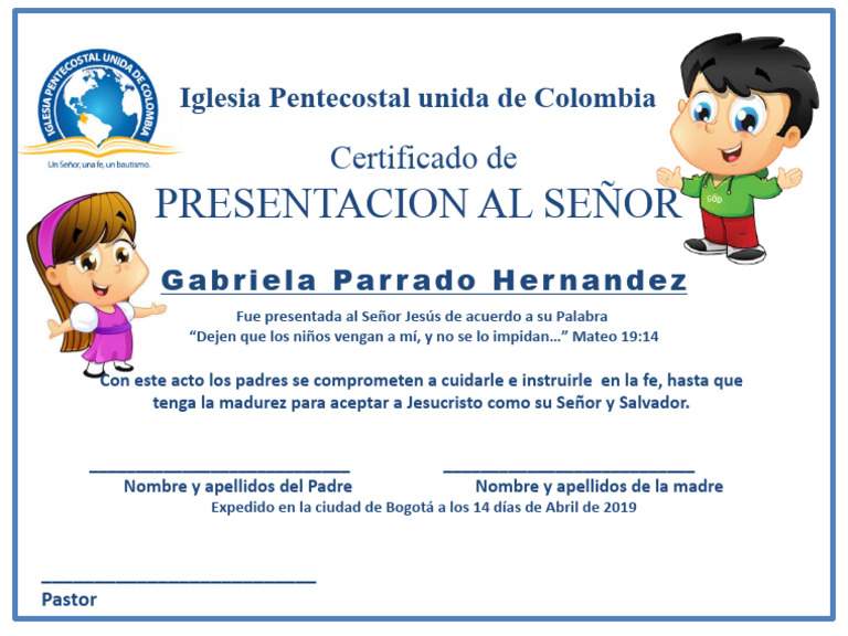 certificado de presentacion | PDF