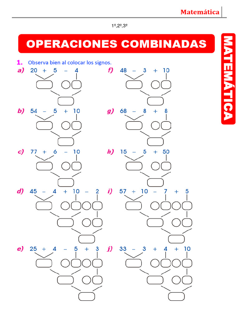 Ejercicios de Operaciones Combinadas Primaria | PDF