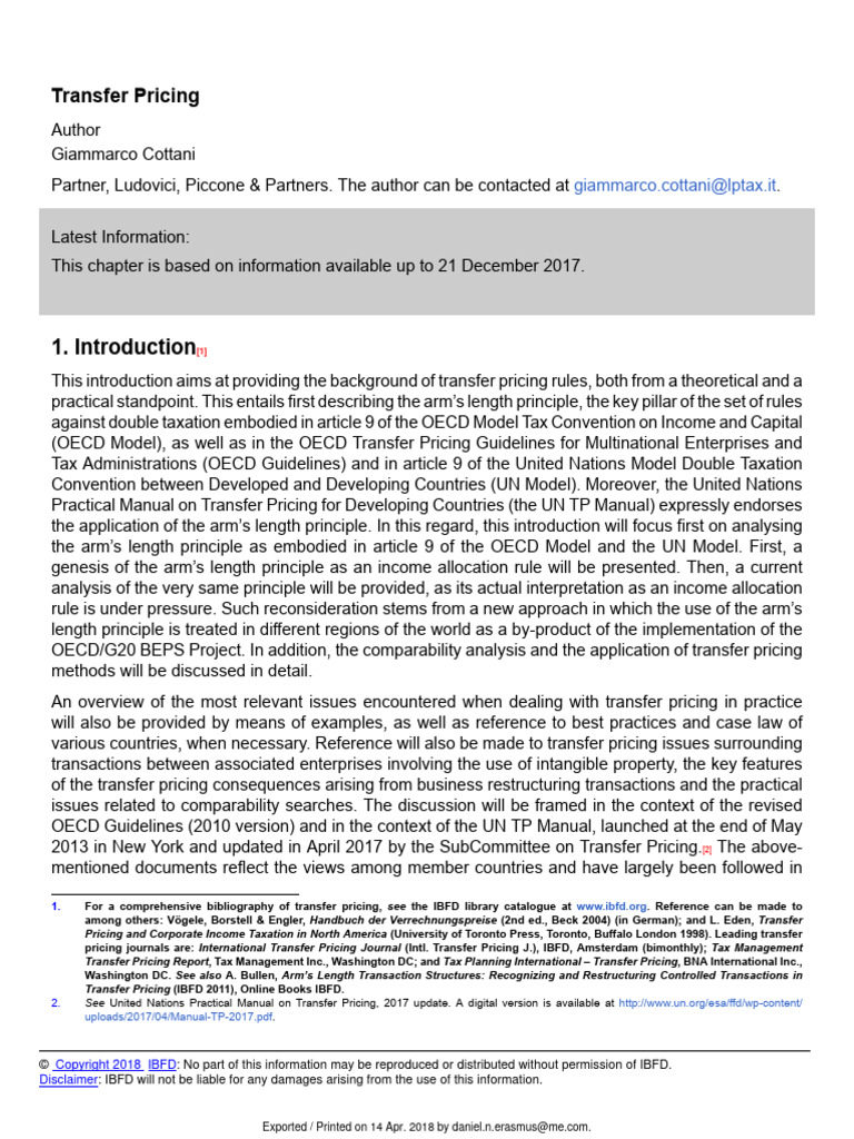 An Overview of Transfer Pricing by IBFD | PDF | Taxes | Tax Avoidance