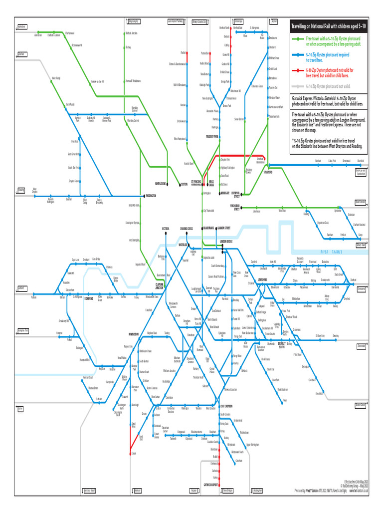 Free Travel Areas Without Oyster Adult Accompanying Map | PDF | Rail ...