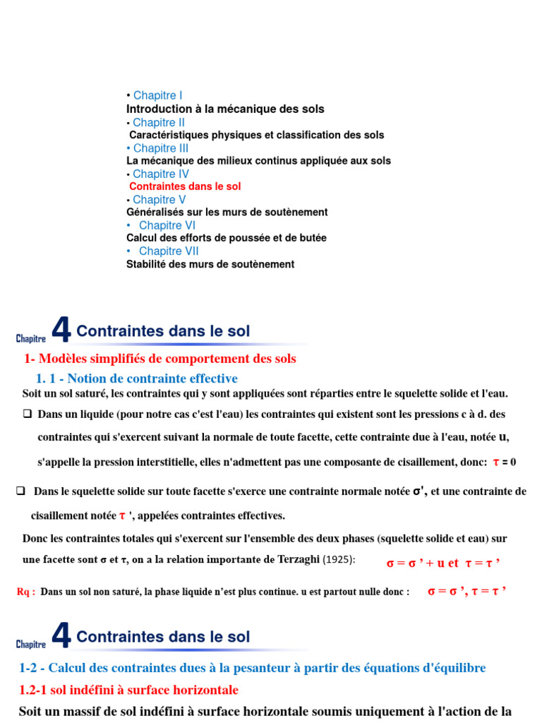 Contraintes dans le sol et calculs associés | PDF | Pression ...