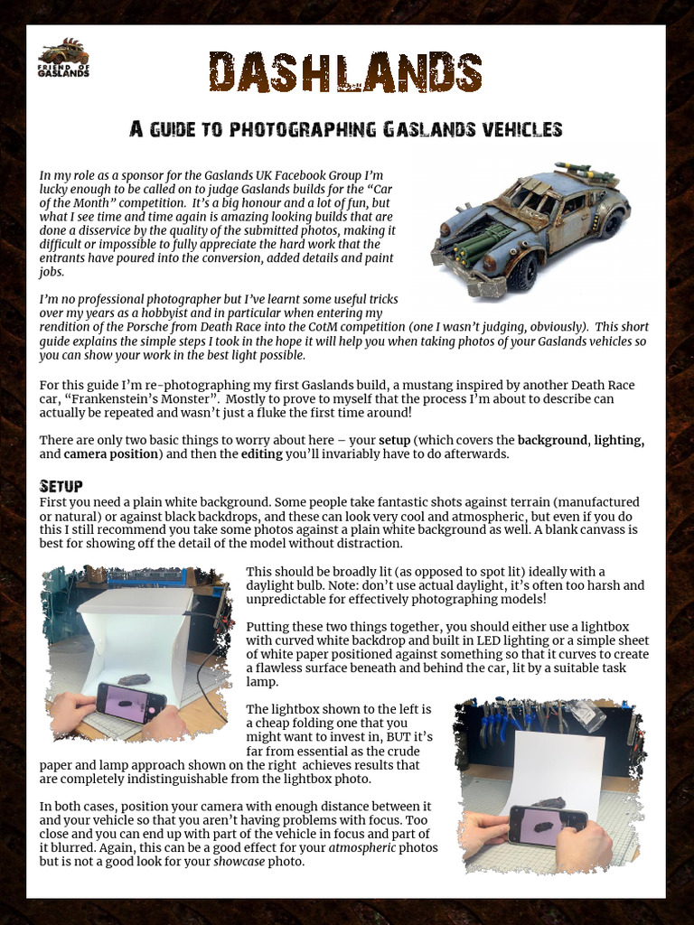 Gaslands Vehicle Photography Guide | PDF | Imaging