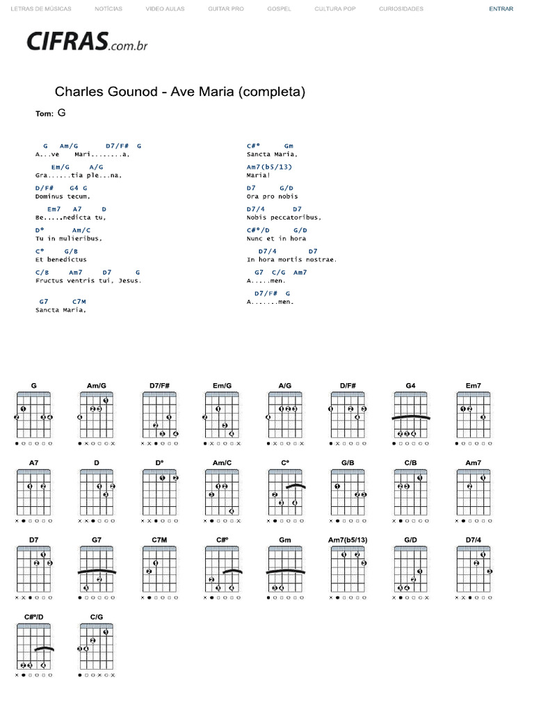 AVE MARIA Cifra Charles Gounod CIFRAS PDF
