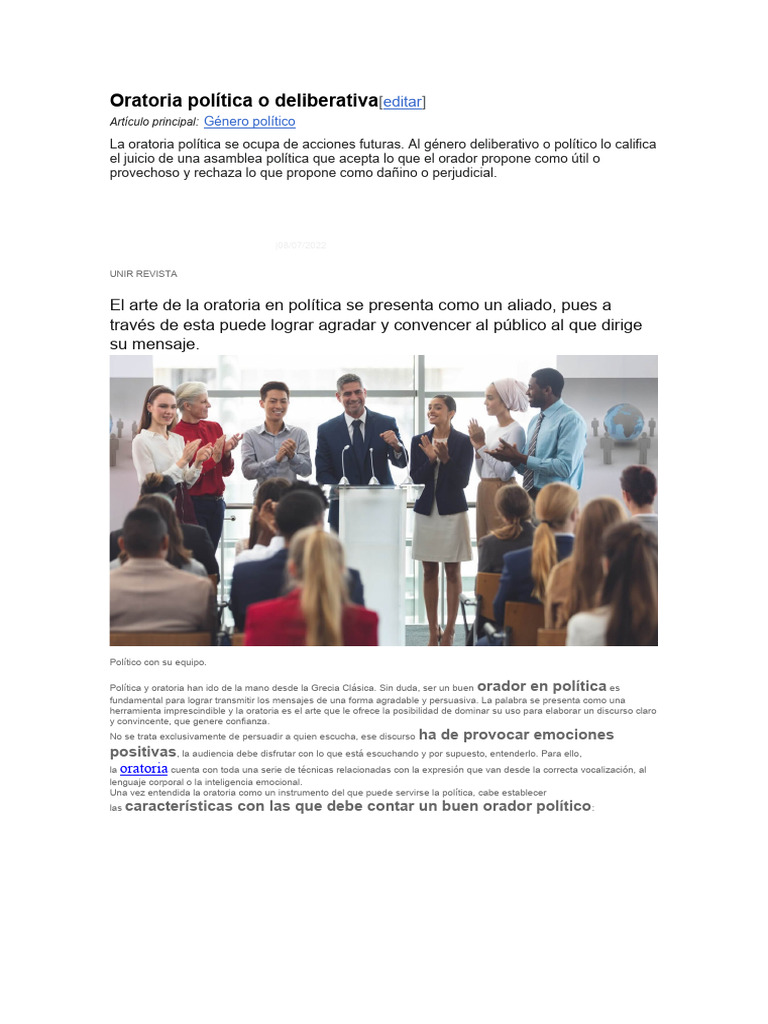 Claves de la Oratoria Política | PDF | Hablar en público
