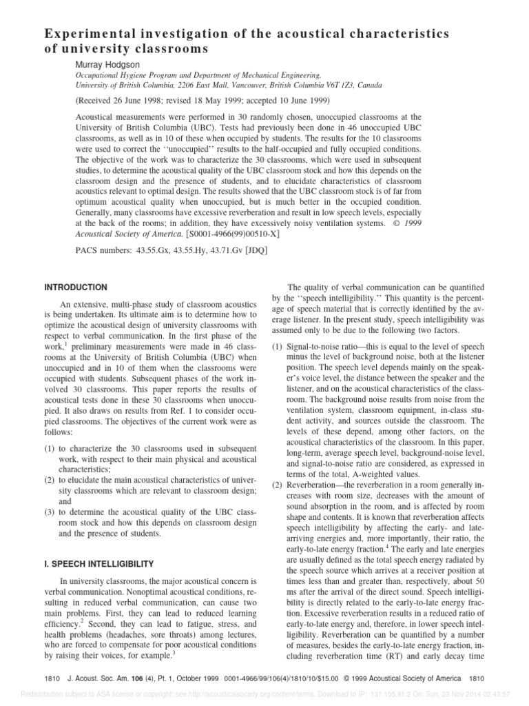 1999 - Experimental Investigation of The Acoustical Characteristics of ...