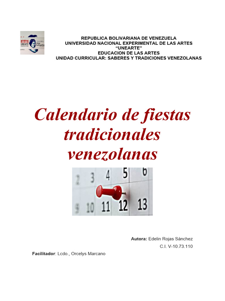 CALENDARIO | PDF | Carnaval | Venezuela