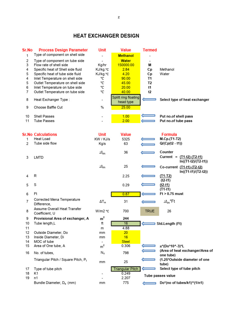 Heat Exchanger Calculation Sheet 1 PDF Heat Exchanger Viscosity