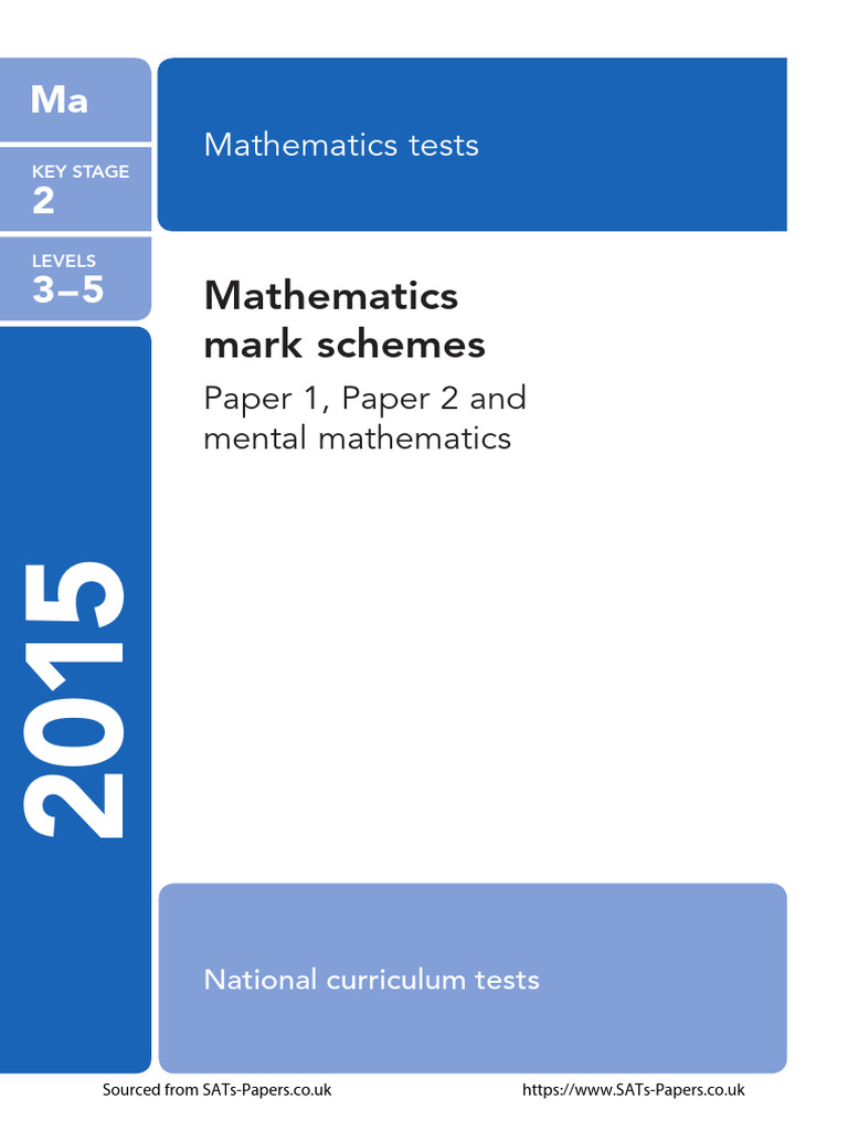 2015 Key Stage 2 Maths Marking Guide | PDF | Mathematics