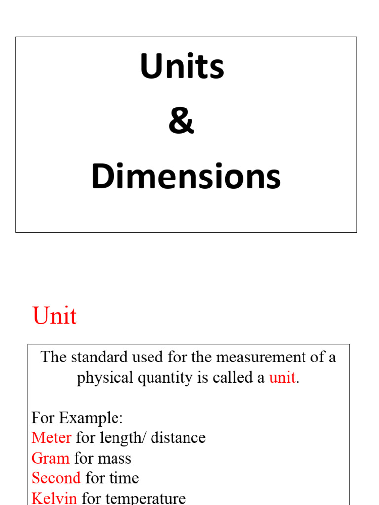 Units and Dimensions Explained | PDF | Volt | International System Of Units