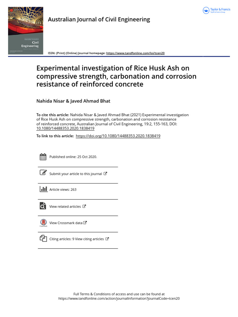 Rice Husk Ash in Reinforced Concrete Durability | PDF | Concrete ...